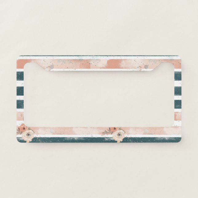 Rustic Celestial Stripe Moon Sun Earthy (3) License Plate Frame (Front)
