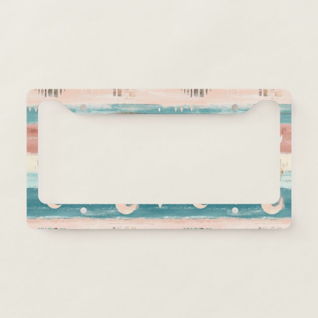 Rustic Celestial Stripe Moon Sun Earthy (4) License Plate Frame (Front)