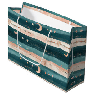 Rustic Celestial Stripe Moon Sun Earthy (5) Large Gift Bag