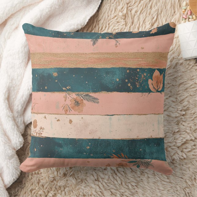 Rustic Celestial Stripe Moon Sun Earthy (6) Throw Pillow (Blanket)