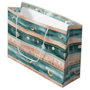 Rustic Celestial Stripe Moon Sun Earthy (9) Large Gift Bag