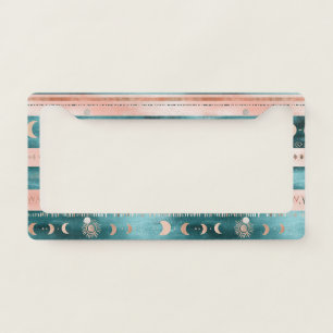 Rustic Celestial Stripe Moon Sun Earthy License Plate Frame
