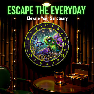 Rustic Celestial Turtle Butterfly Lodge Art Dart Board