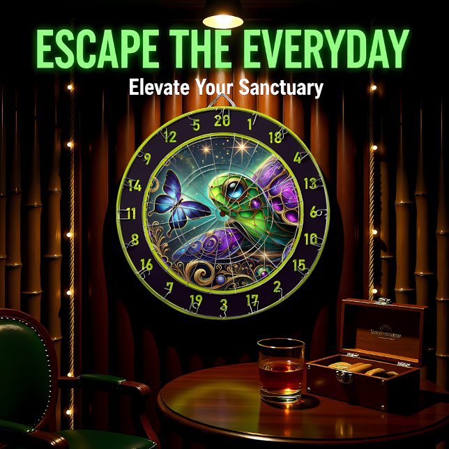 Rustic Celestial Turtle Butterfly Lodge Art Dart Board (Creator Uploaded)