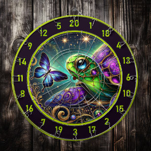 Rustic Celestial Turtle Butterfly Lodge Art Dart Board