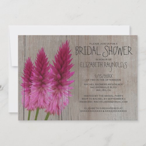 Rustic Celosia Bridal Shower Invitations