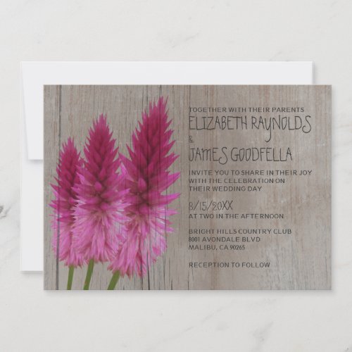 Rustic Celosia Wedding Invitations