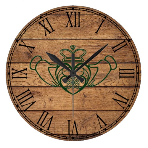 Rustic Celtic Claddagh Large Clock
