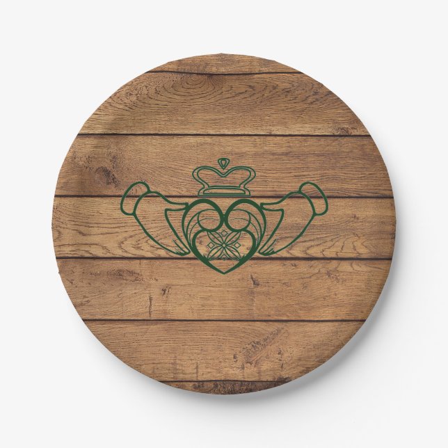 Rustic Celtic Claddagh Paper Plates (Front)
