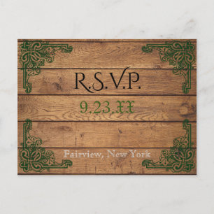 Rustic Celtic Claddagh RSVP Card