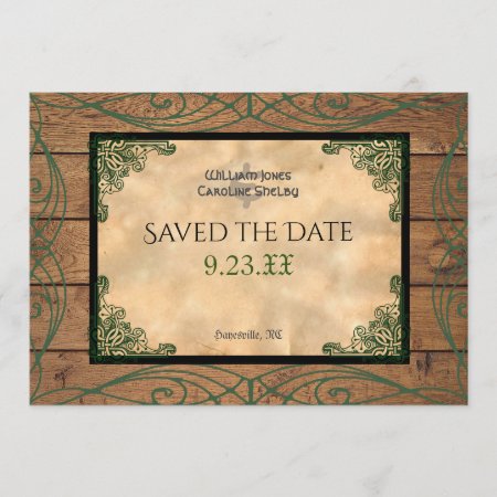 Rustic Celtic Claddagh Save The Date Invitation
