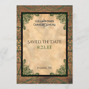 Rustic Celtic Claddagh Save the Date Invitation