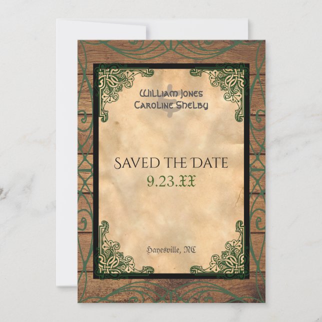 Rustic Celtic Claddagh Save the Date Invitation (Front)