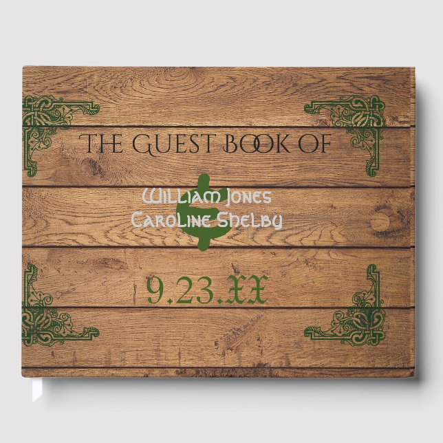 Rustic Celtic Claddagh Wedding Guest Book (Front)