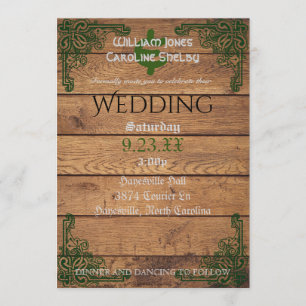 Rustic Celtic Claddagh Wedding Invitation