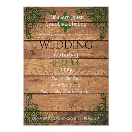 Rustic Celtic Claddagh Wedding Invitation