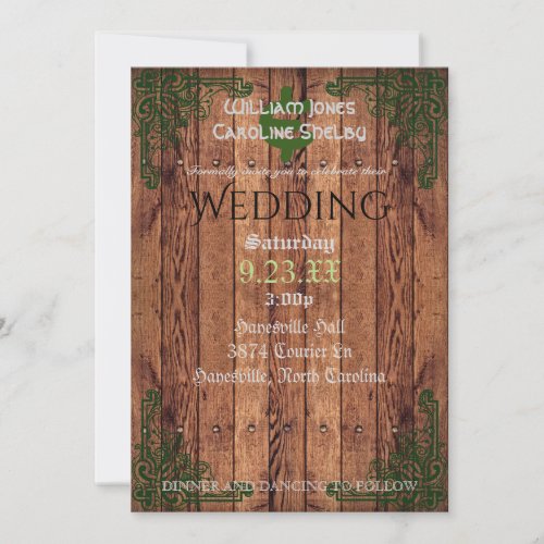 Rustic Celtic Claddagh Wedding Invitation