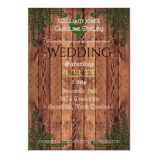 Rustic Celtic Claddagh Wedding Invitation