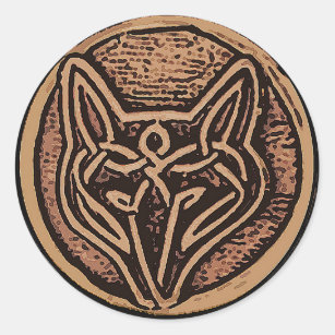 Rustic celtic fox design classic round sticker