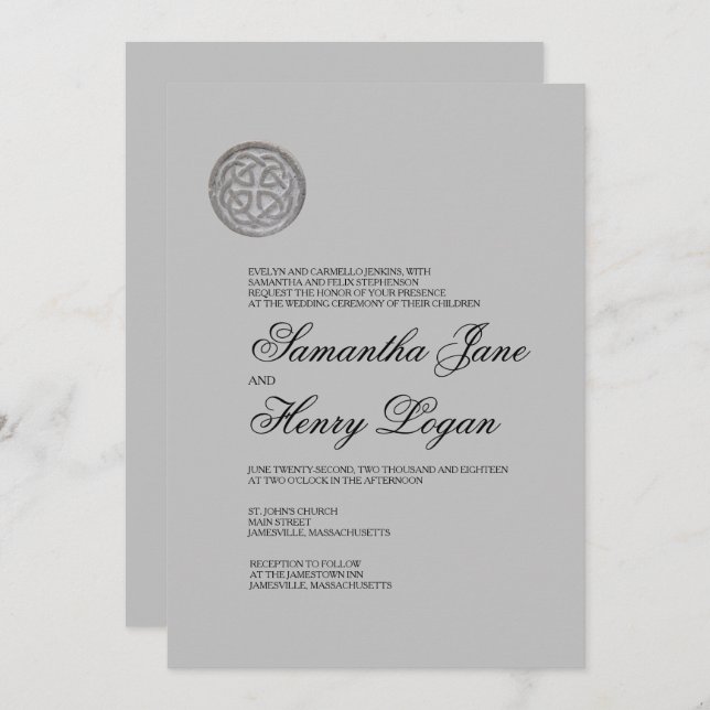 Rustic Celtic Knot Minimalist Wedding Invitation (Front/Back)