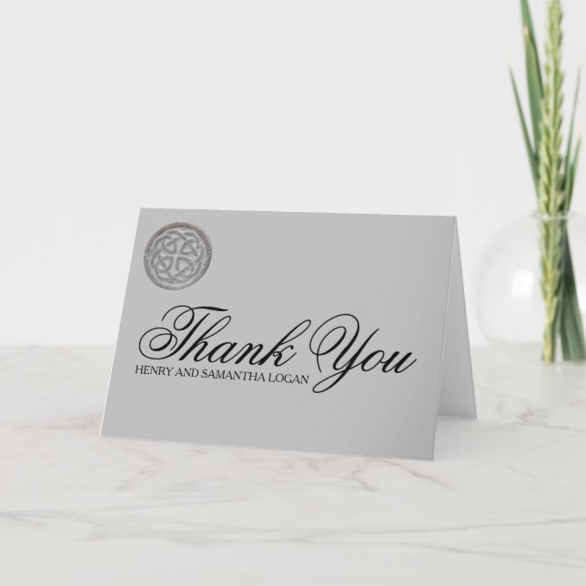 Rustic Celtic Knot Personalized Thank You Note Card (Front)