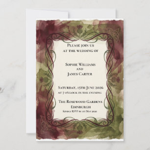 Rustic Celtic Scroll Thistle Scottish Wedding Invitation