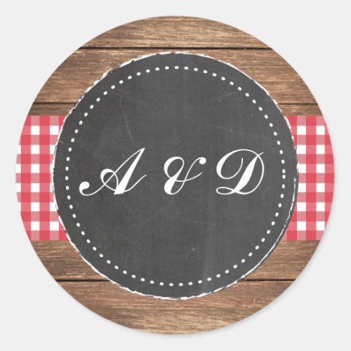 Rustic Chalk and Red Wood Stickers Labels