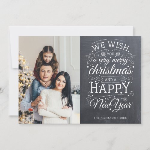 Rustic Chalk Board Very Merry Christmas Photo Holiday Card