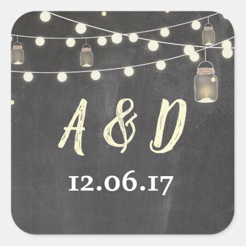 Rustic Chalk Floral Initials Light Fireflies Label