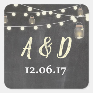 Rustic Chalk Floral Initials Light Fireflies Label