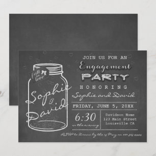 Rustic Chalk Mason Jar Engagement Party Invite