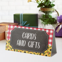Rustic Chalk Red Gingham Sunflowers Cards & Gifts