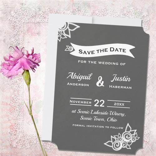 Rustic Chalk Style Save The Date Card