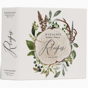 Rustic chalk + wood slice bridal shower recipes 3 ring binder