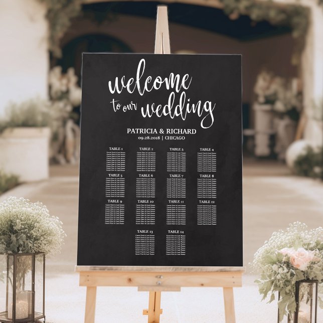 Rustic Chalkboard 14 Table Wedding Seating Chart Foam Board (Creator Uploaded)