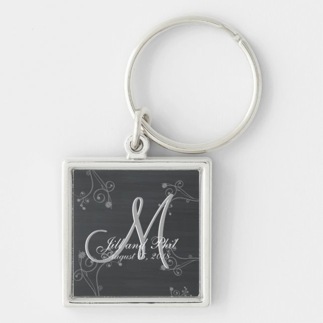 Rustic Chalkboard 3d Monogram Keychain (Front)