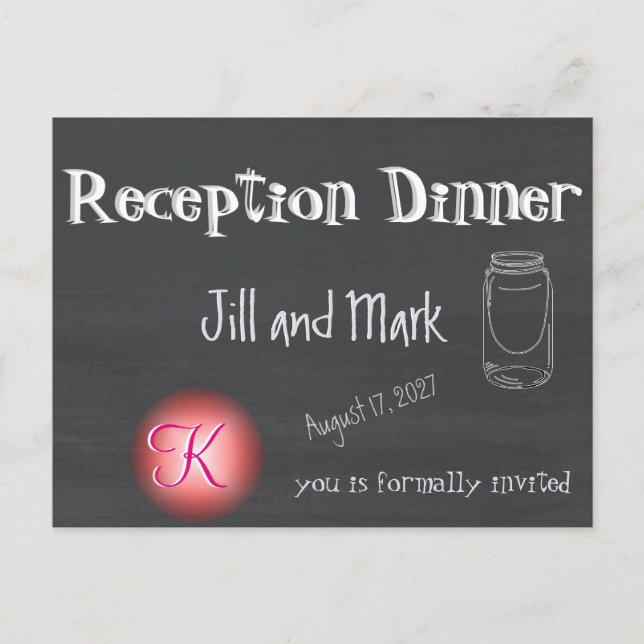 Rustic Chalkboard 3d Monogram Script Invitation Postcard (Front)