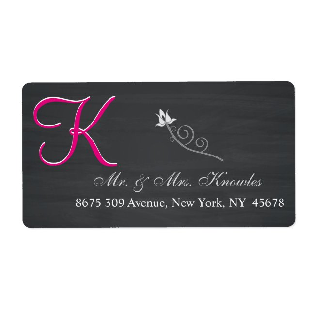 Rustic Chalkboard 3d Monogram Script Label (Front)