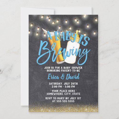 Rustic Chalkboard A Baby is Brewing Baby Shower Invitation