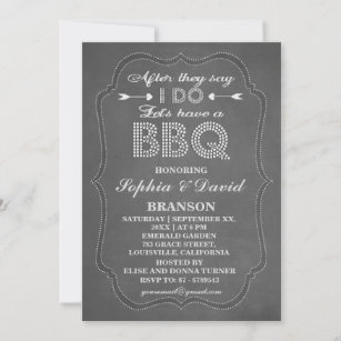Rustic Chalkboard After They Say I DO BBQ Invite