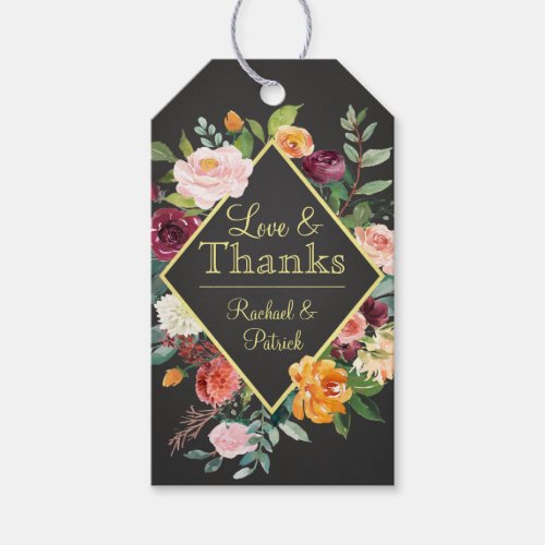 Rustic Chalkboard and Floral Thank You Gift Tags