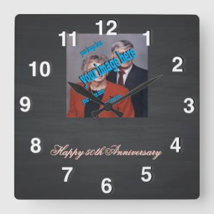 Rustic Chalkboard 🕰️ Anniversary Special Square Wall Clock