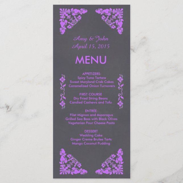Rustic chalkboard art deco wedding menu deco1 (Front)