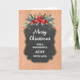 Rustic Chalkboard Aunt Merry Christmas Card