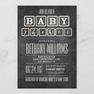 RUSTIC CHALKBOARD BABY SHOWER INVITATION