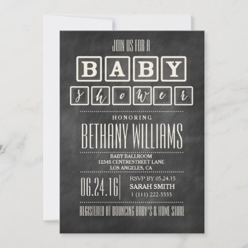 RUSTIC CHALKBOARD BABY SHOWER INVITATION
