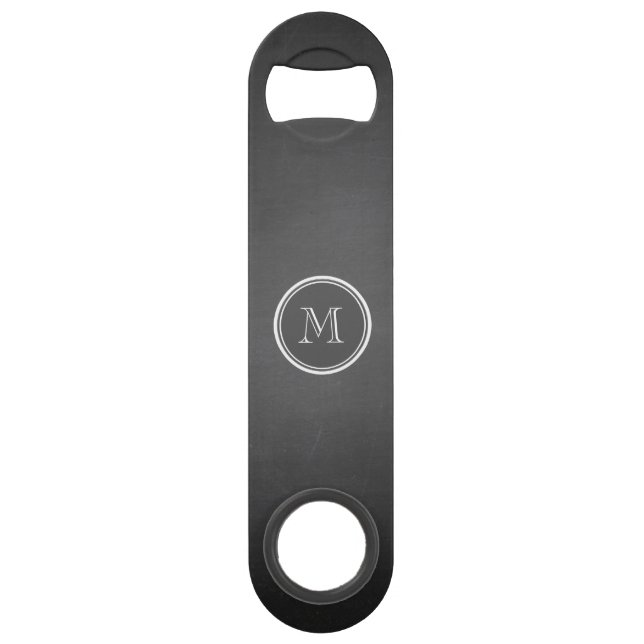 Rustic Chalkboard Background Monogram Bar Key (Front)