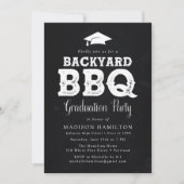 Rustic Chalkboard Backyard BBQ Graduation Party Invitation (Front)