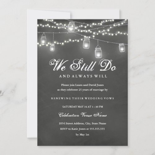 Rustic Chalkboard Backyard Vow Renewal Anniversary Invitation