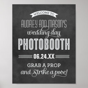 Rustic Chalkboard Banner Photo Booth Wedding Poster
